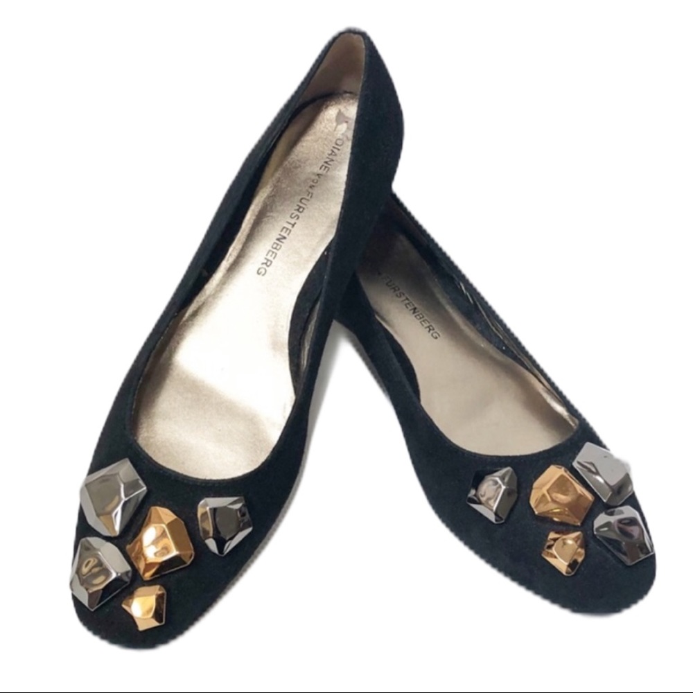 Diane Von Furstenburg Pebbled Suede Flats